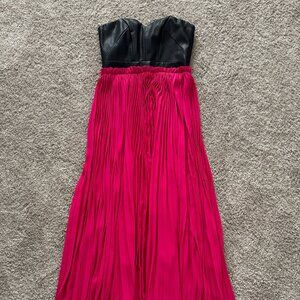 VICI Faux Leather & Flowy Maxi Dress - SMALL